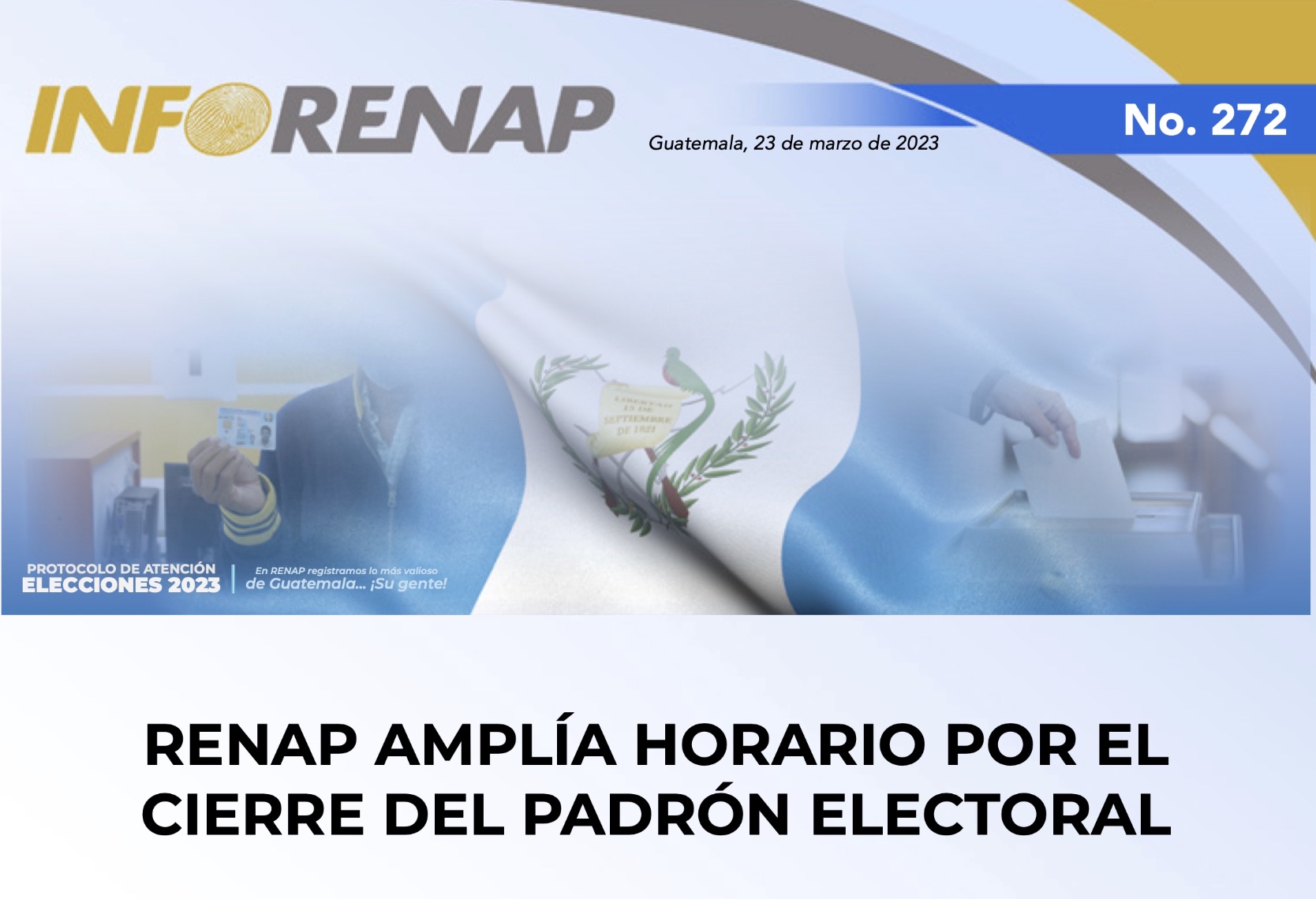 RENAP amplía horario por cierre del Padrón Electoral